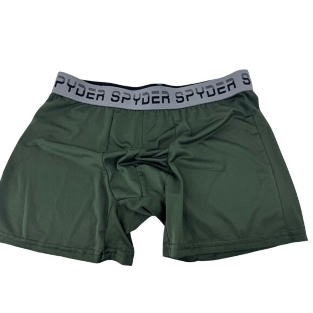 Spyder Mens Performance Boxer Briefs Olive Green Grey Logo Waistband Medium